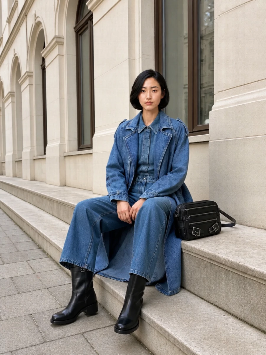 Anine bing denim trench givenchy jumpsuit outfit