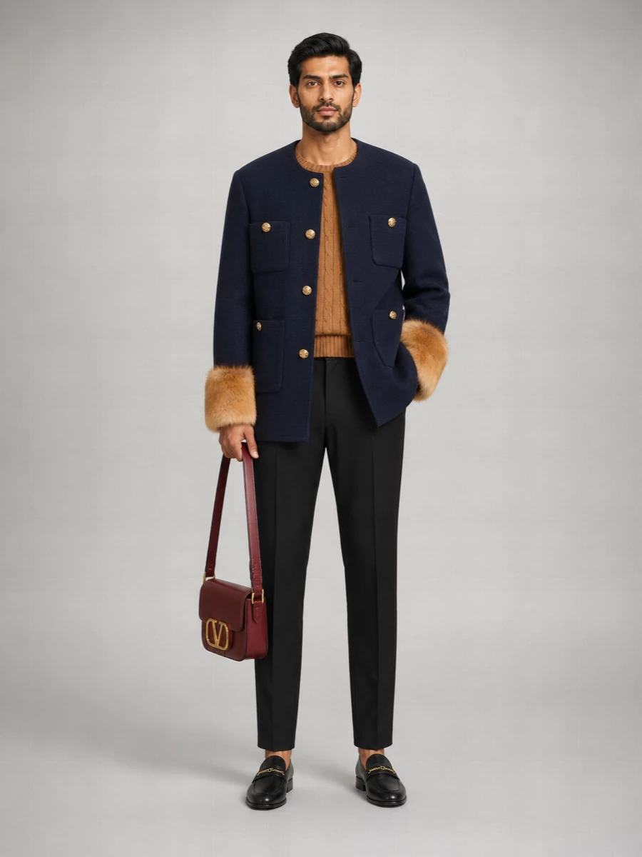 Valentino virgin wool tweed single-breasted coat