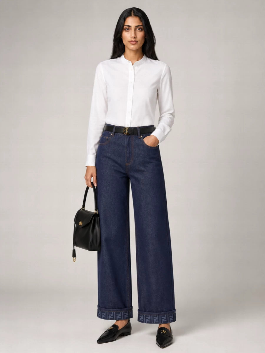 Fendi Denim Wide-Leg Jeans