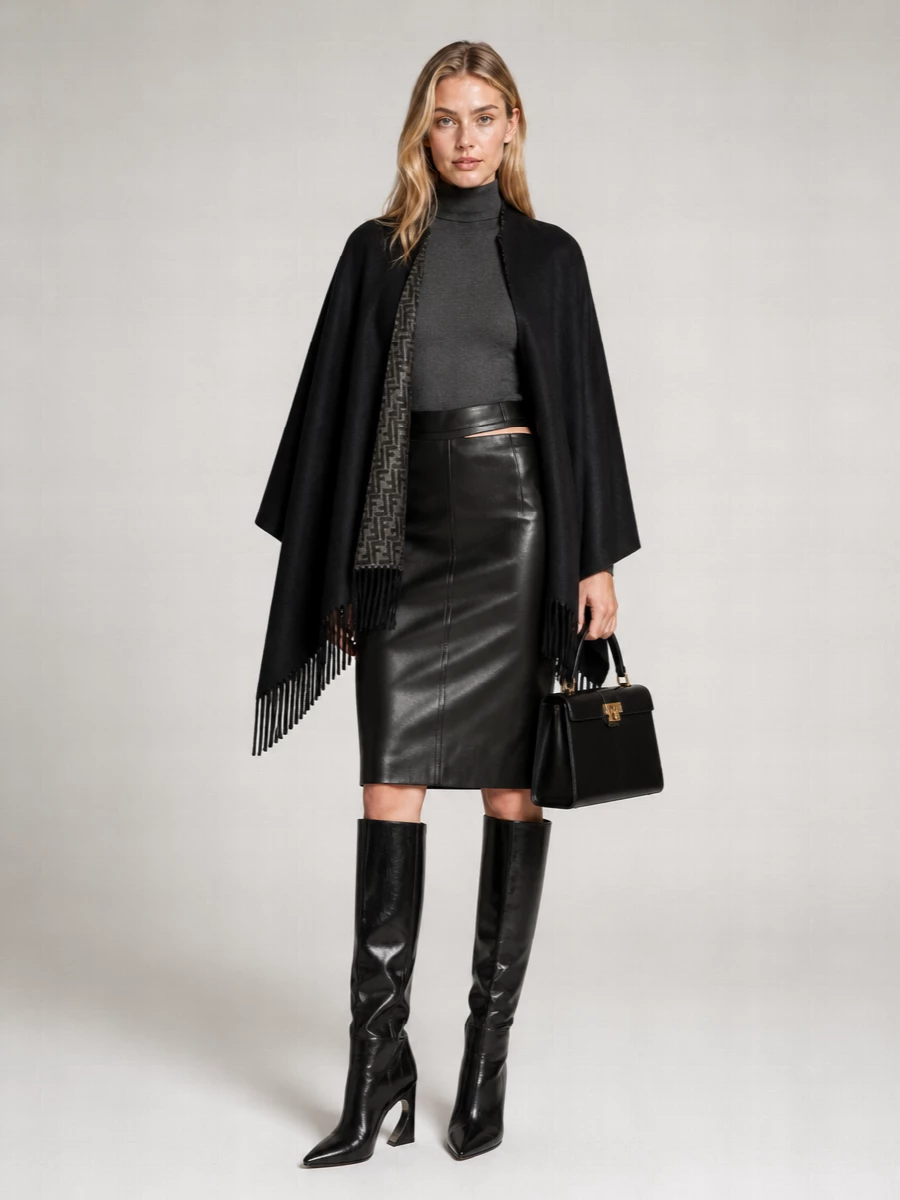 Fendi Cashmere Wool Reversible Poncho