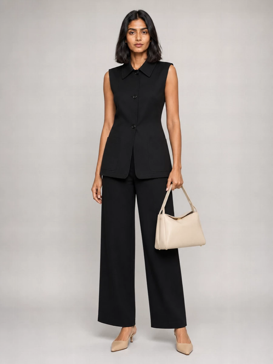 S Max Mara Tailored Sleeveless Jacket Front Pockets