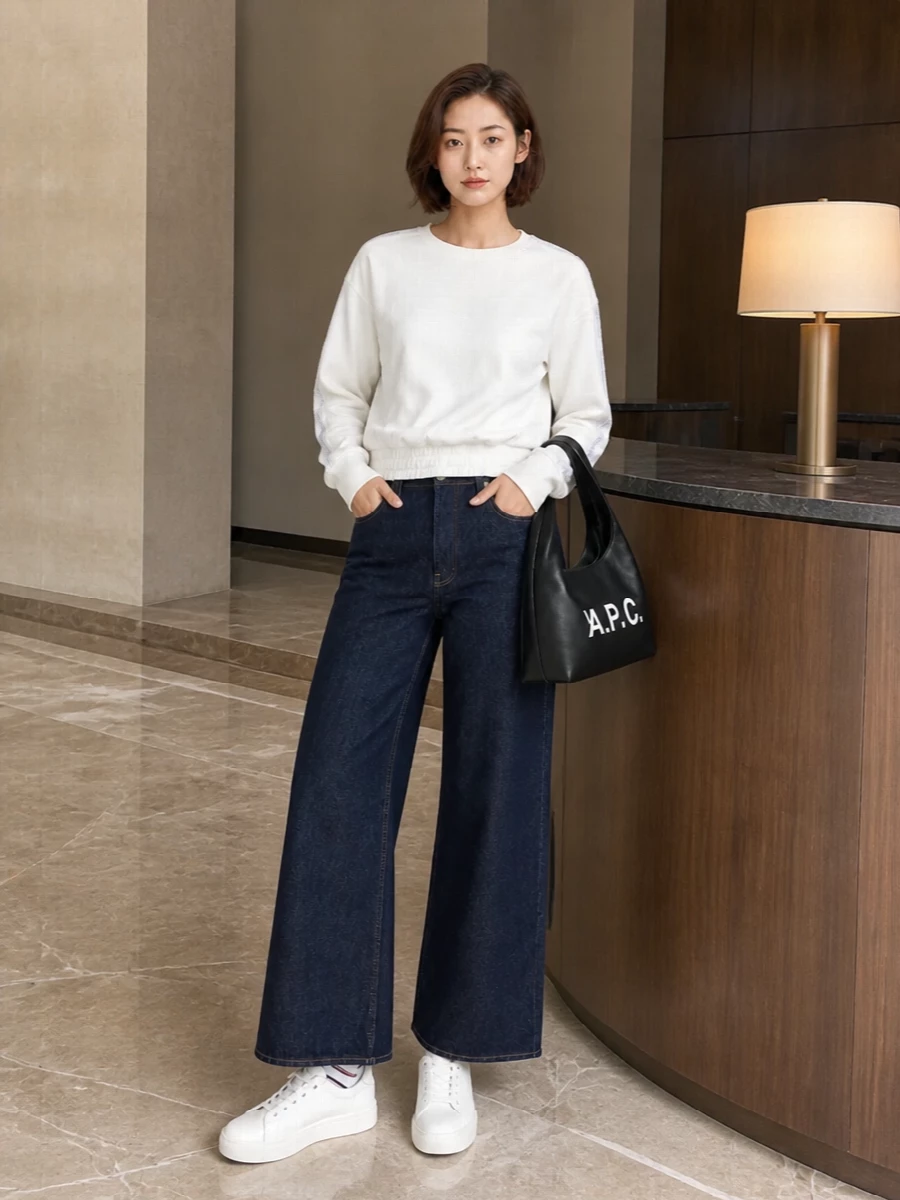 Calvin klein sweatshirt wide leg jeans sneakers