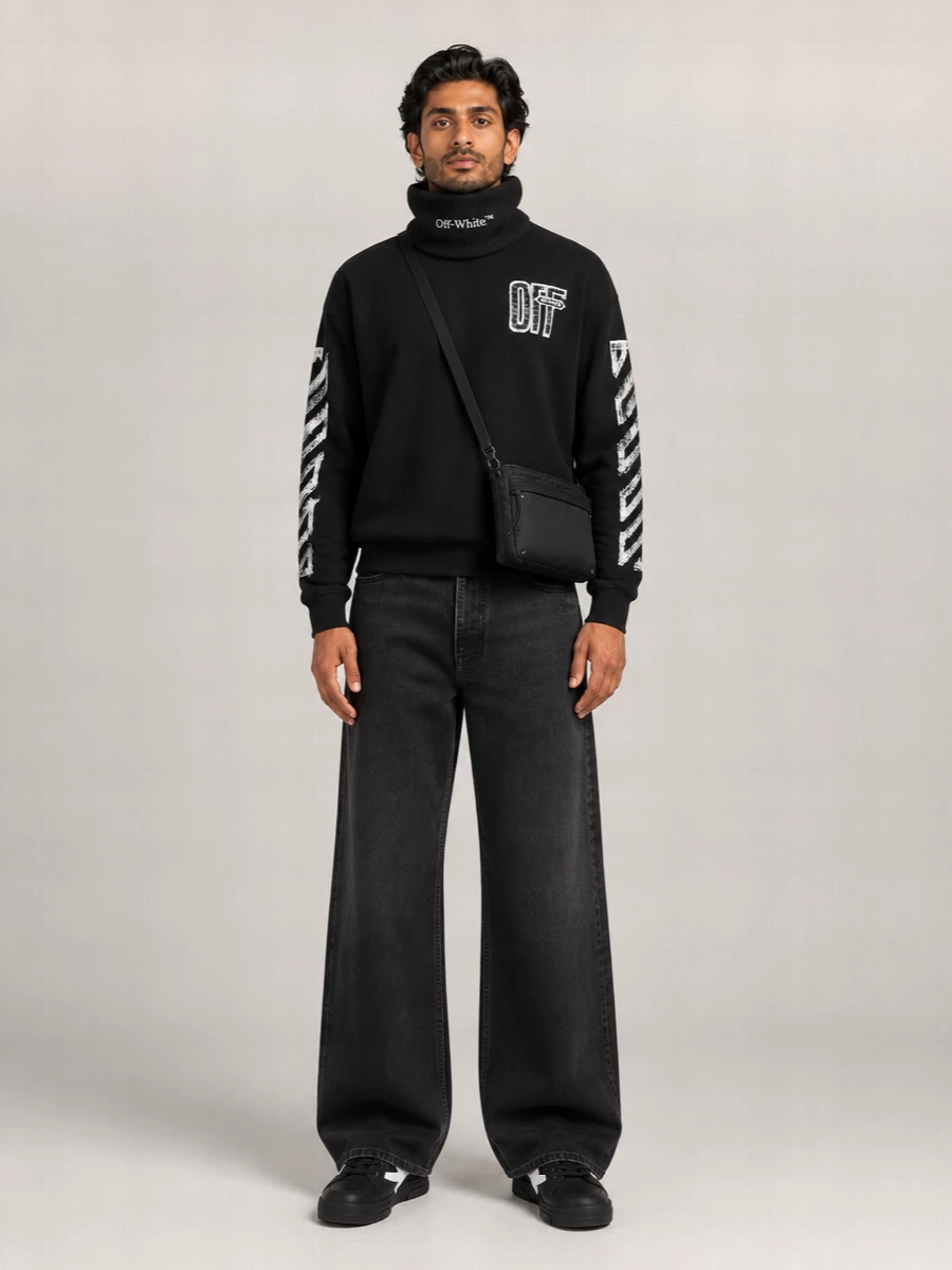 Off-White Cotton Printed Sweatshirt