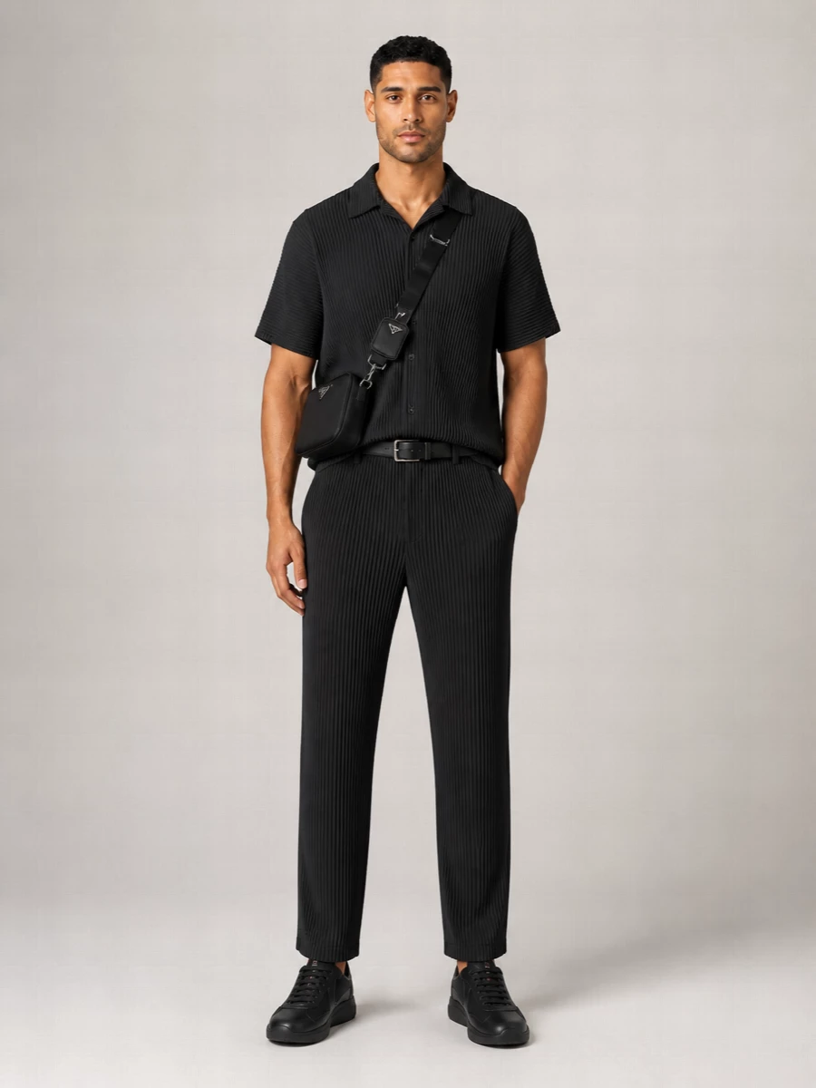 Homme Plisse Issey Miyake pleated tapered cropped trousers