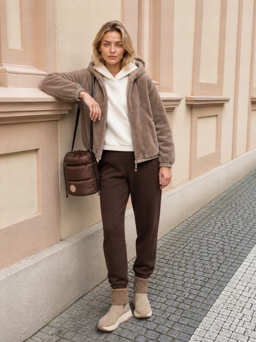 Moncler hogan winter outfit taupe bomber