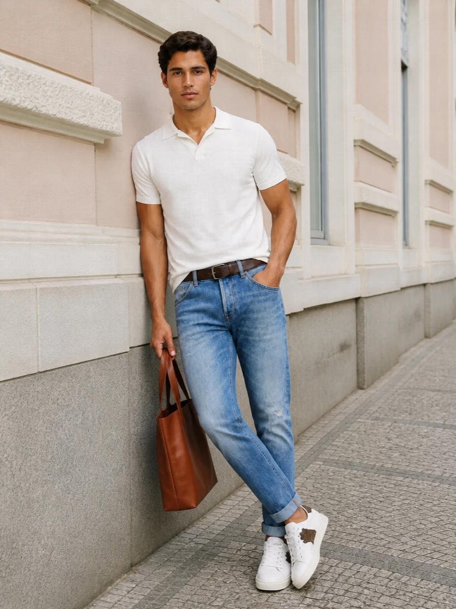 Dondup jeans white polo dolce gabbana sneakers