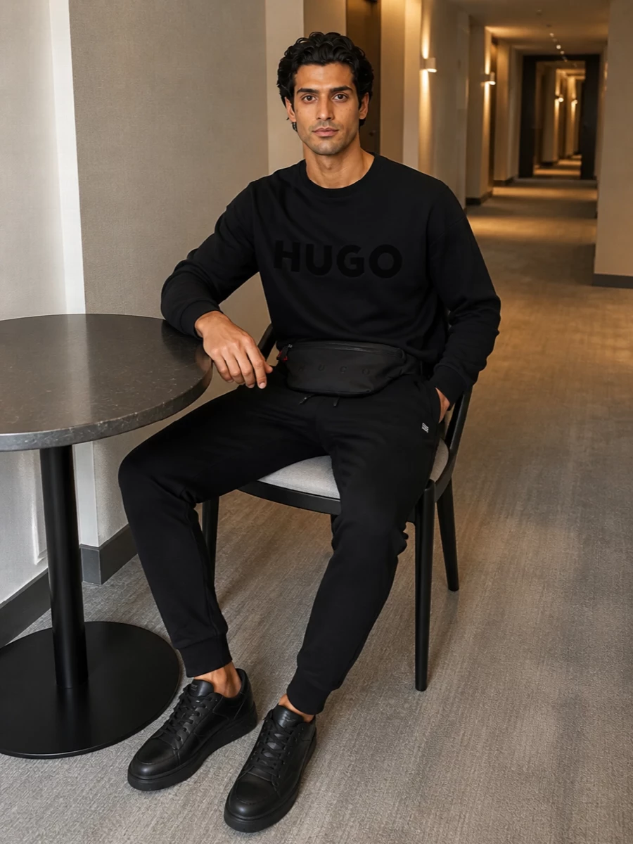 Hugo black joggers logo sweatshirt sneakers