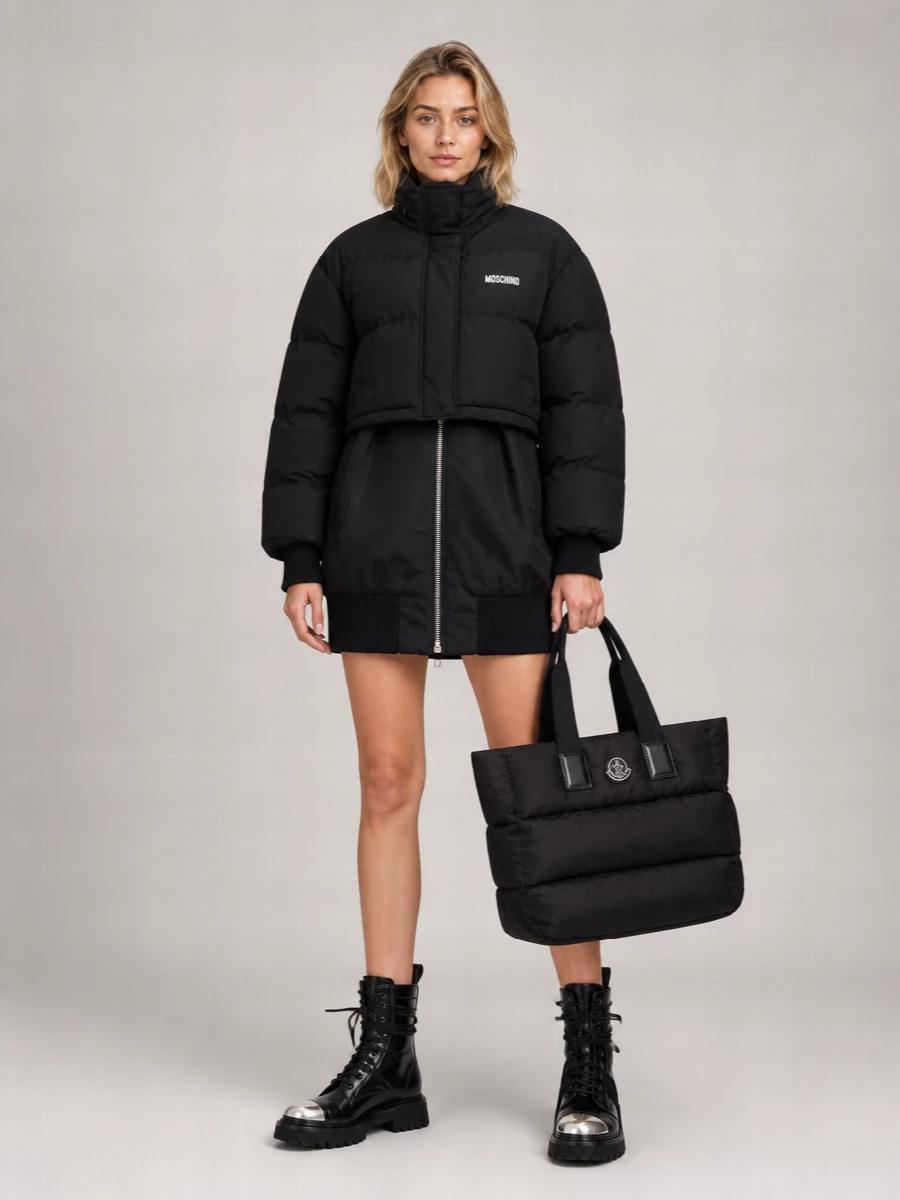 Moschino Down Cropped Logo-Print Puffer Jacket