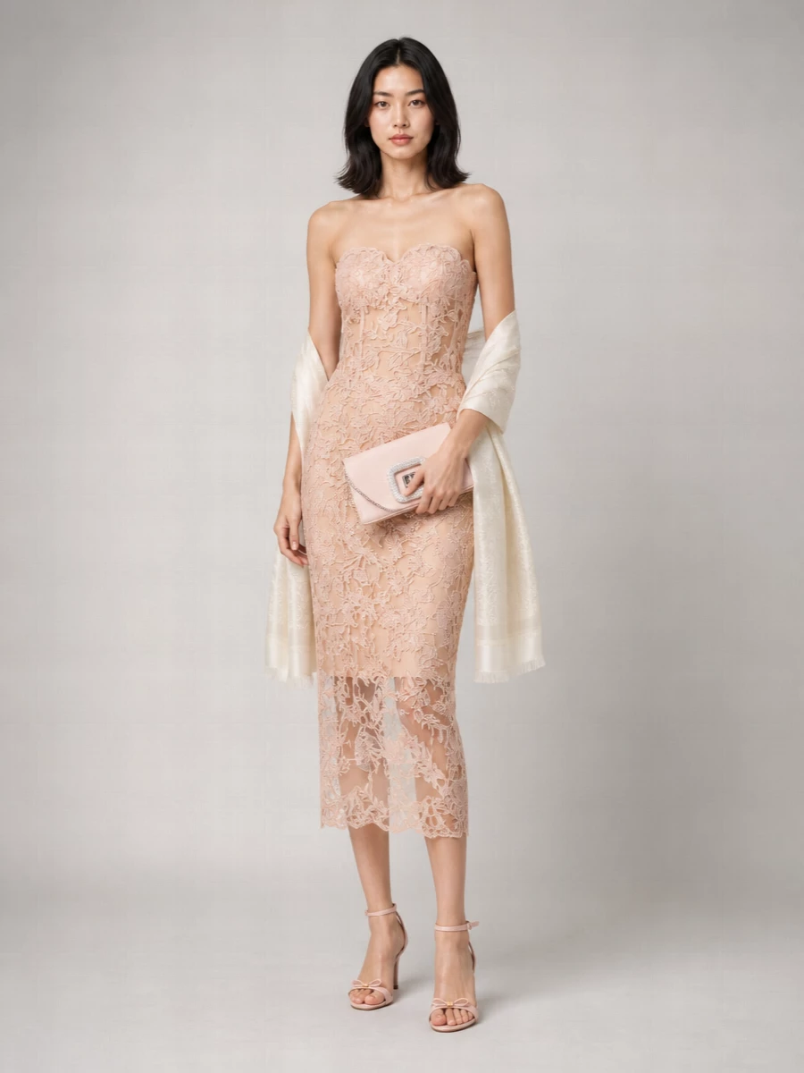 Ermanno Scervino Off-The-Shoulder Lace Midi Dress