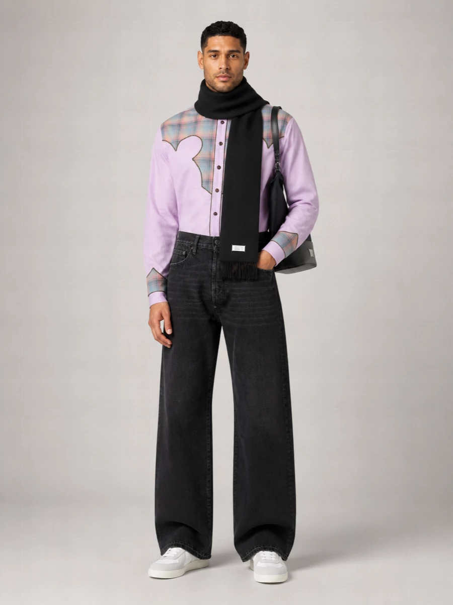 Maison Margiela Cotton Madras Insert Long-Sleeve Shirt