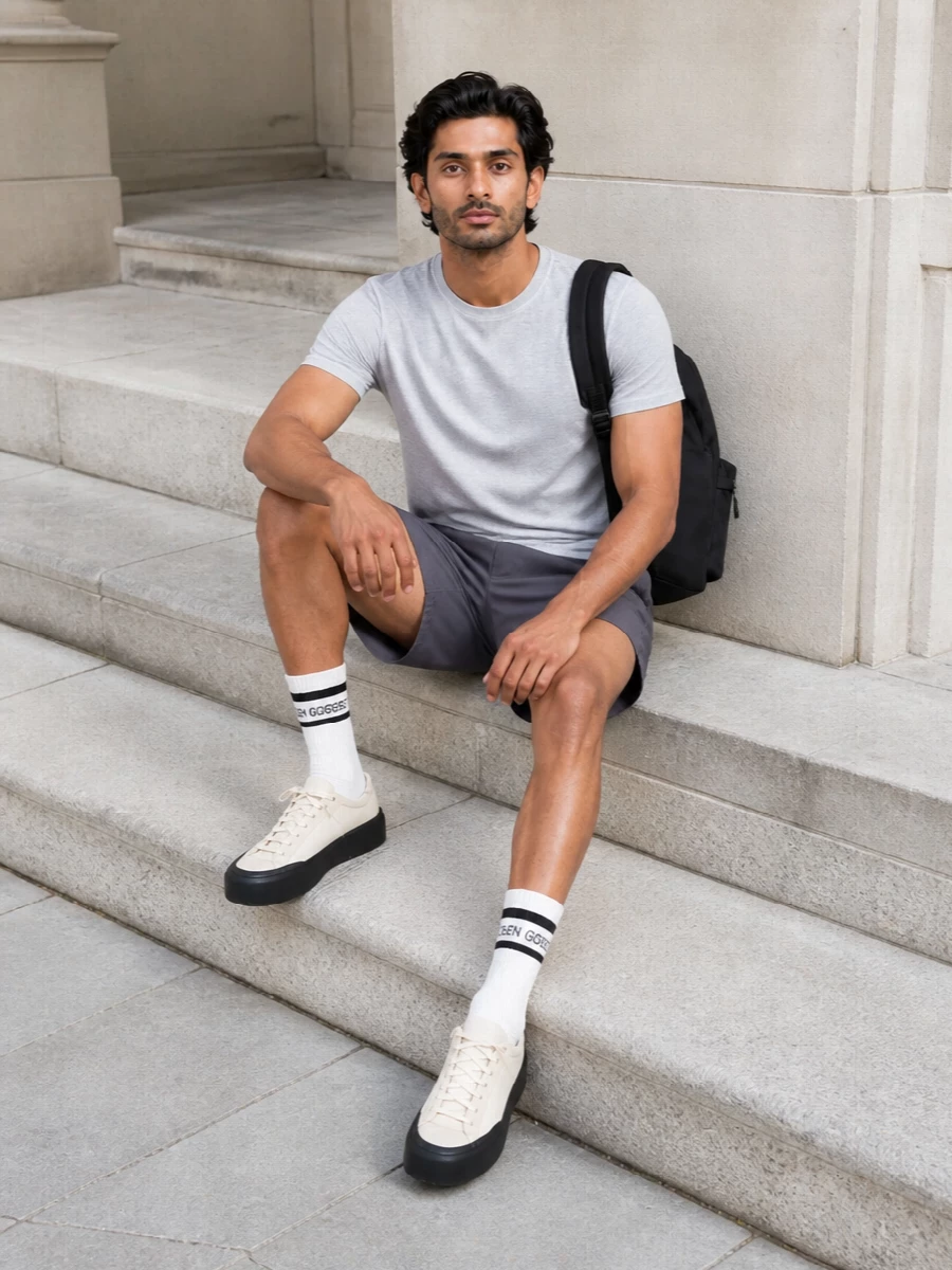 Stone island grey shorts technical sneakers outfit