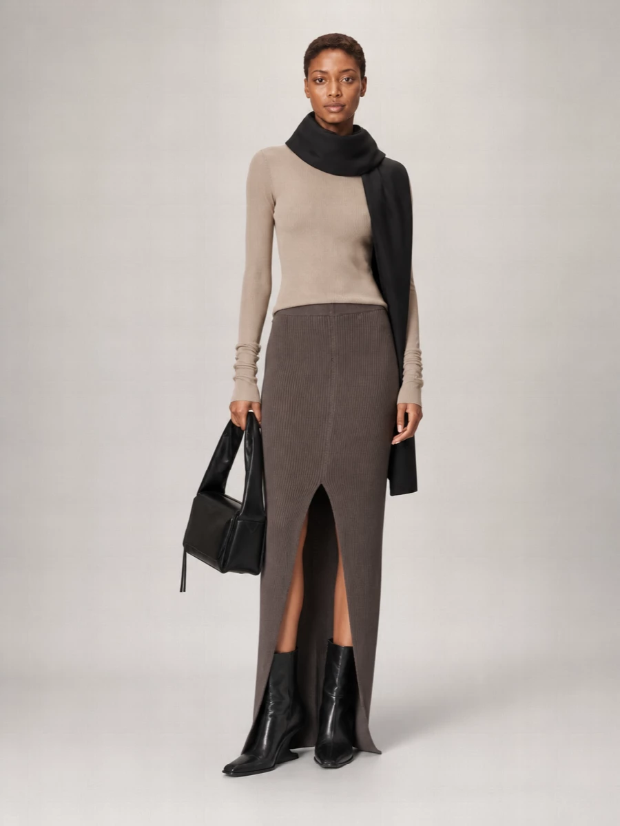 Rick Owens Silk Ribbed Long-Sleeve Top