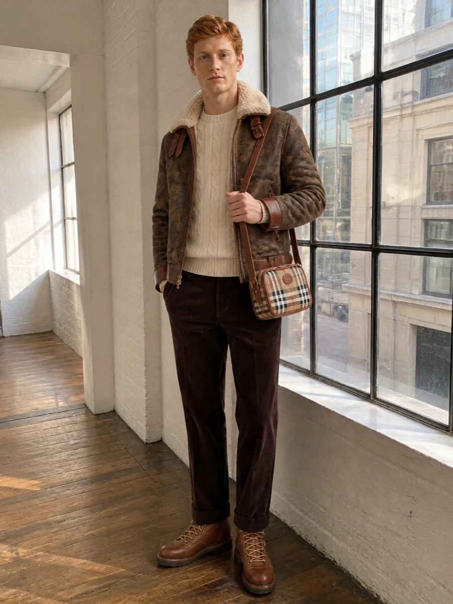 Ralph lauren shearling jacket corduroy trousers
