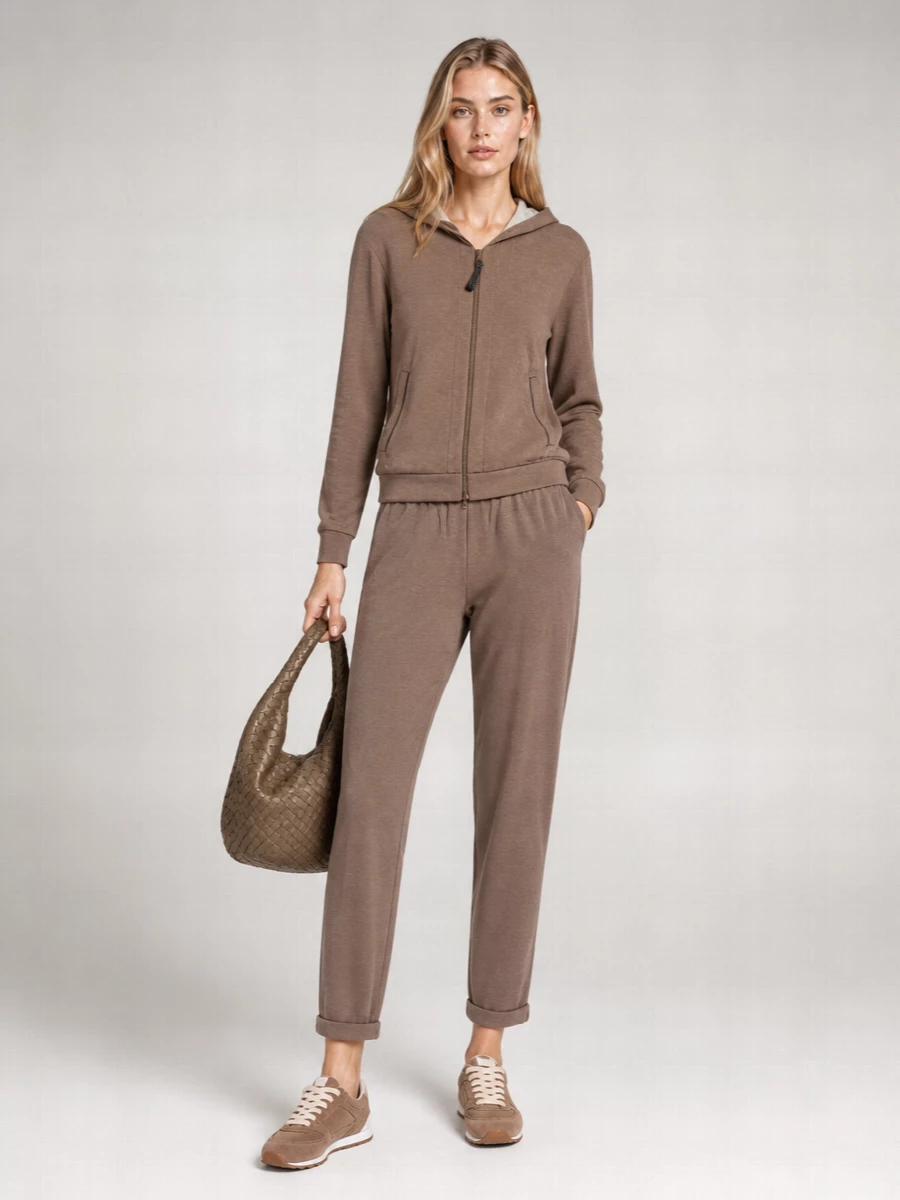 Brunello Cucinelli Silk Cotton Zip-Up Hoodie