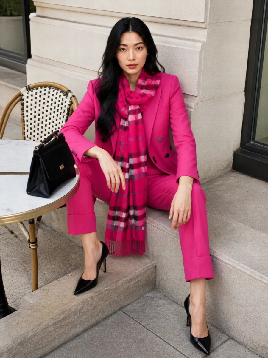 Dsquared2 pink blazer suit black pumps