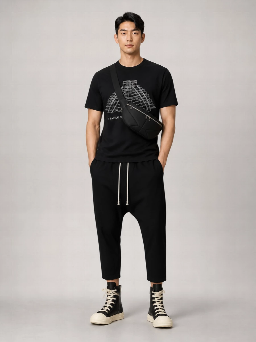 Rick Owens Graphic Print Cotton Crew Neck Short Sleeve T-Shirt