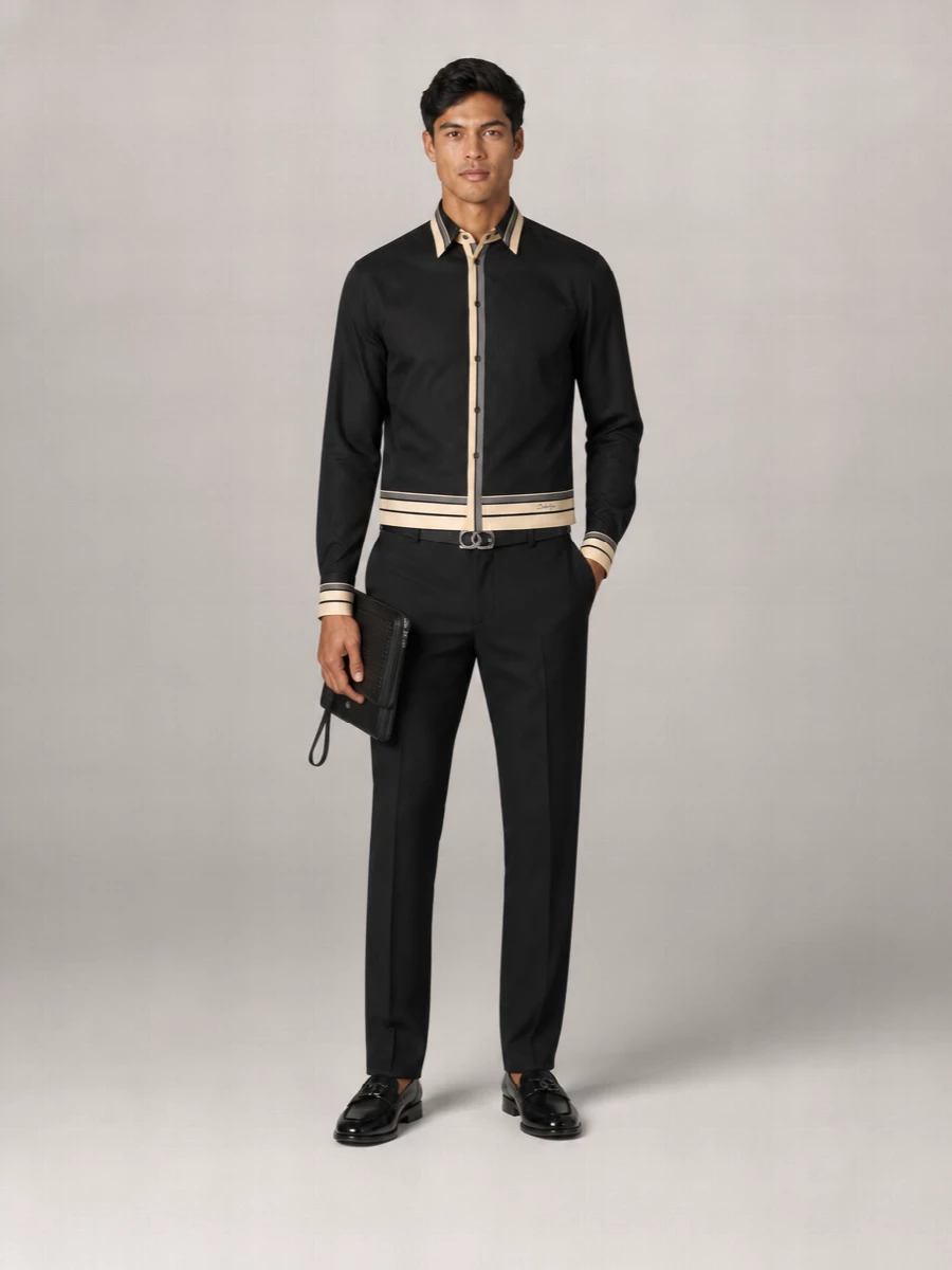 Dolce&Gabbana Silk Pinstriped Long-Sleeve Shirt