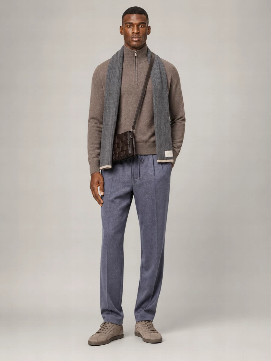 Brunello Cucinelli Cashmere Ribbed High Neck Half Zip Sweater