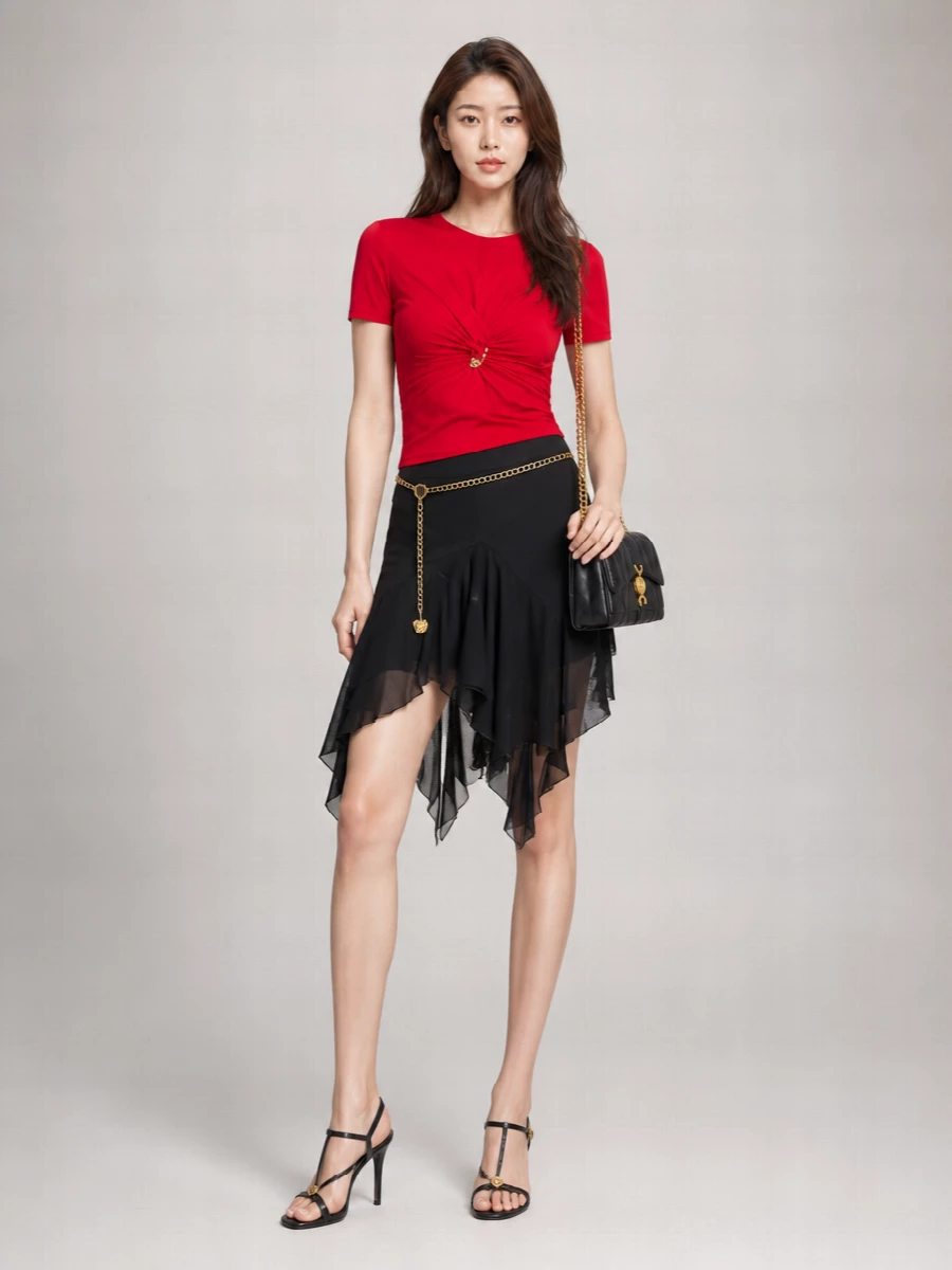 Versace Viscose Jersey Crew Neck Short-Sleeve Top