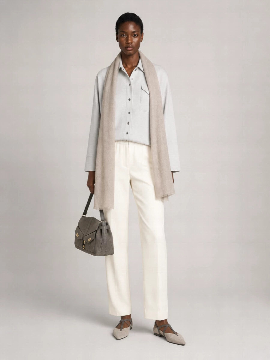 Fabiana Filippi Silk Wool Cashmere Long-Sleeve Knit Shirt