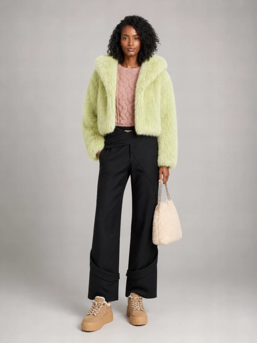 Stella Mccartney Falabella Medium Faux Shearling Shoulder Bag