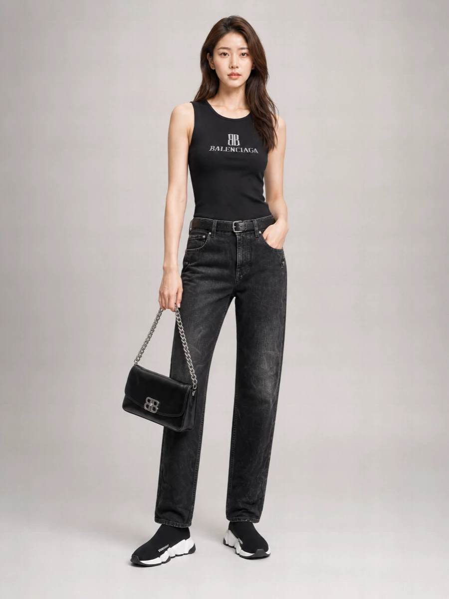 Balenciaga Intarsia-Knit Slim-Fit Logo Tank Top