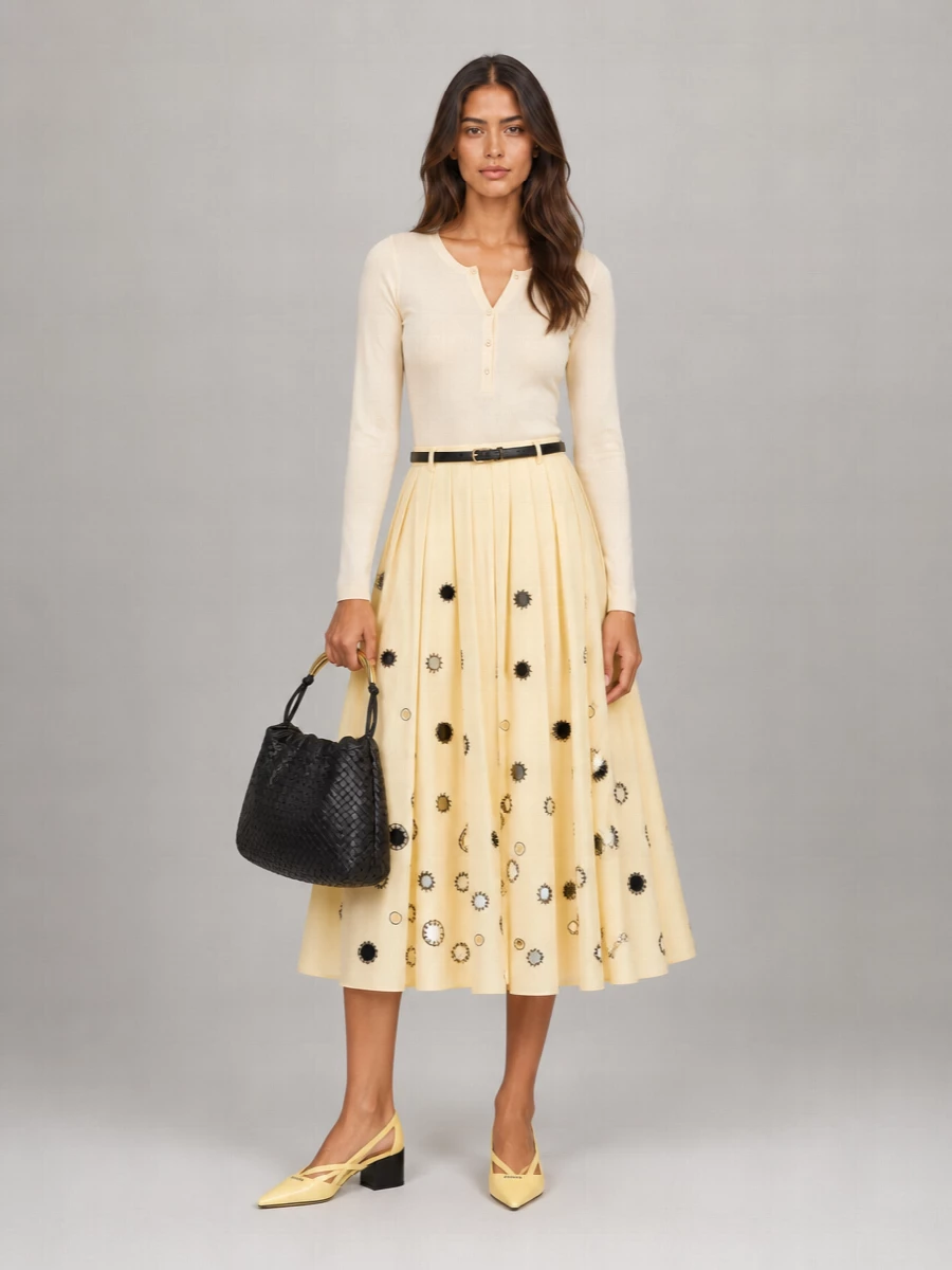 Prada Cotton Pleated Skirt