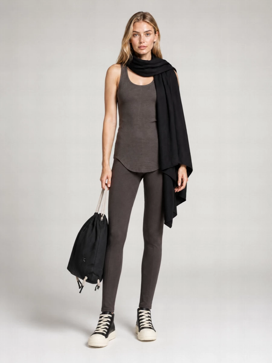 Rick Owens Silk Wool Ribbed Tank Top