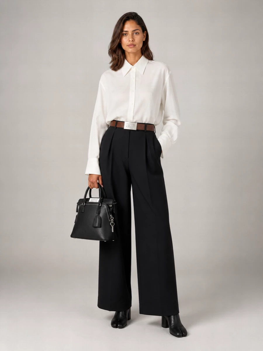 Maison Margiela Herringbone Wide-Leg Trousers
