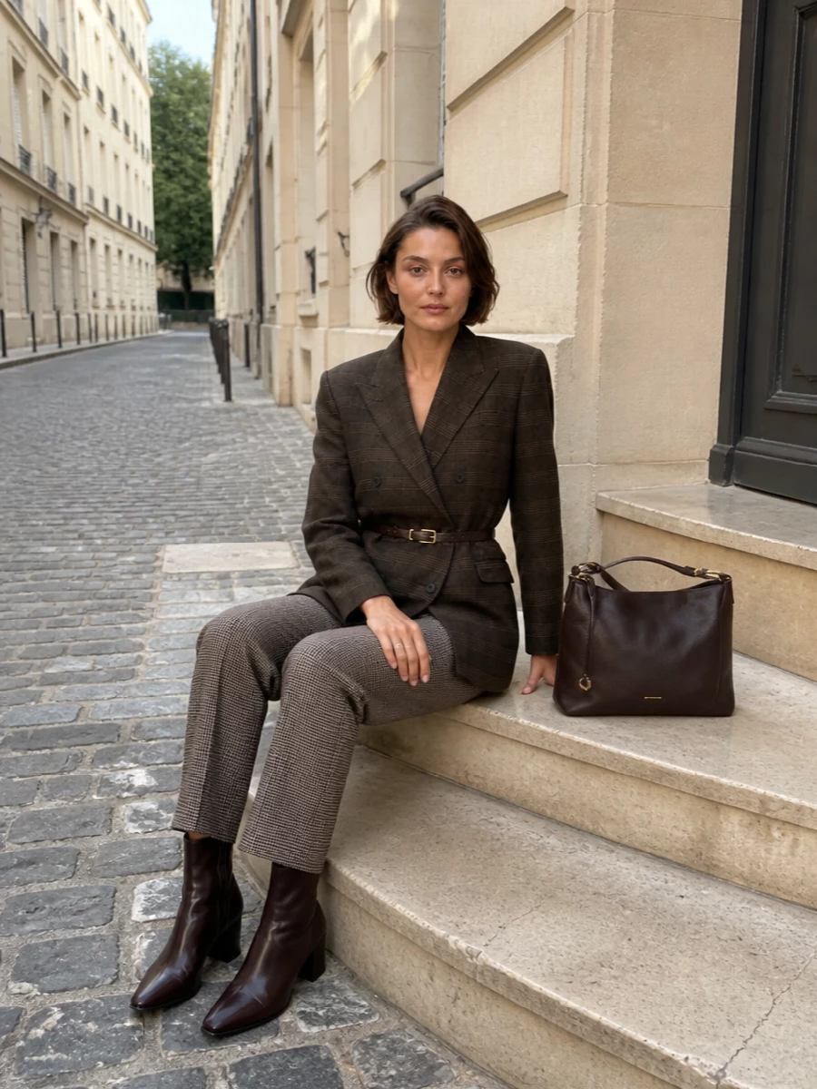 Armani check trousers tagliatore blazer outfit