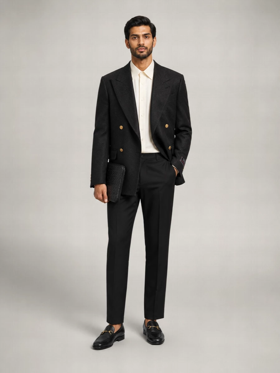 Gucci Wool Cashmere Double-Breasted Military Jacket