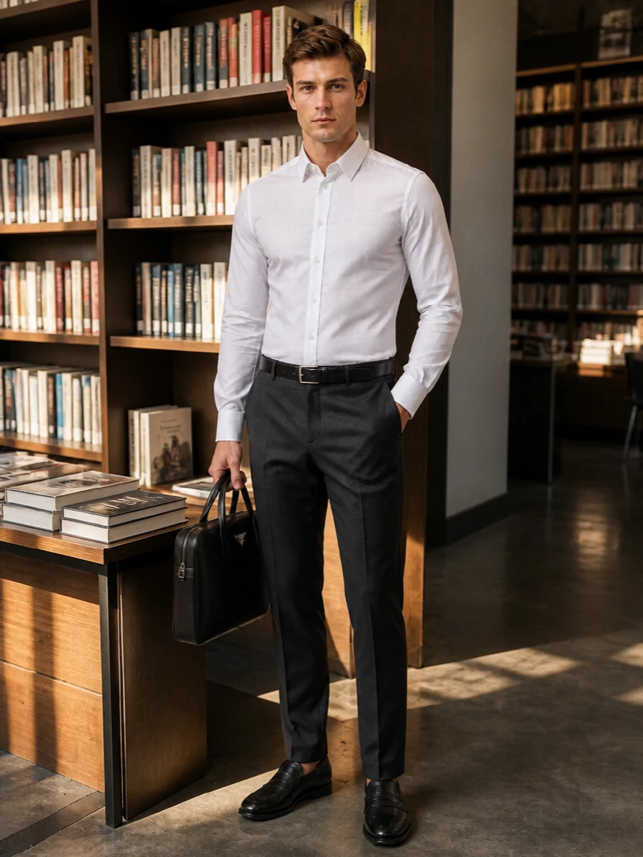 Dolce gabbana white shirt charcoal trousers