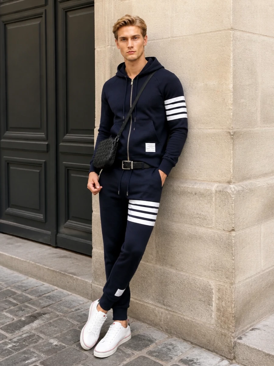 Thom browne navy tracksuit bottega veneta bag