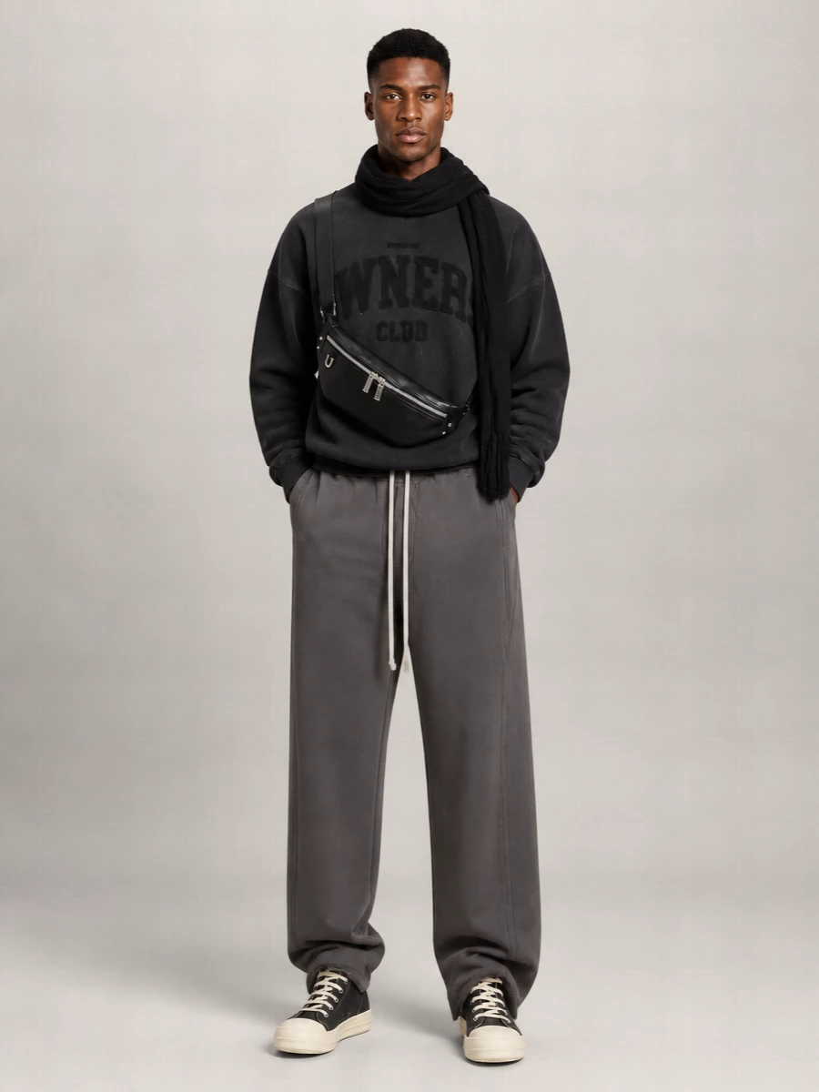 Represent Ribbed Long-Sleeve Logo-Print Sweatshirt