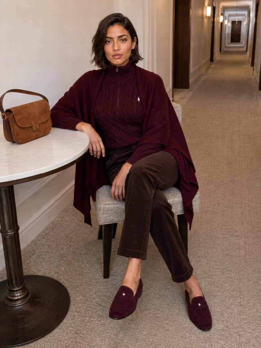 Ralph lauren burgundy jumper brown corduroy trousers
