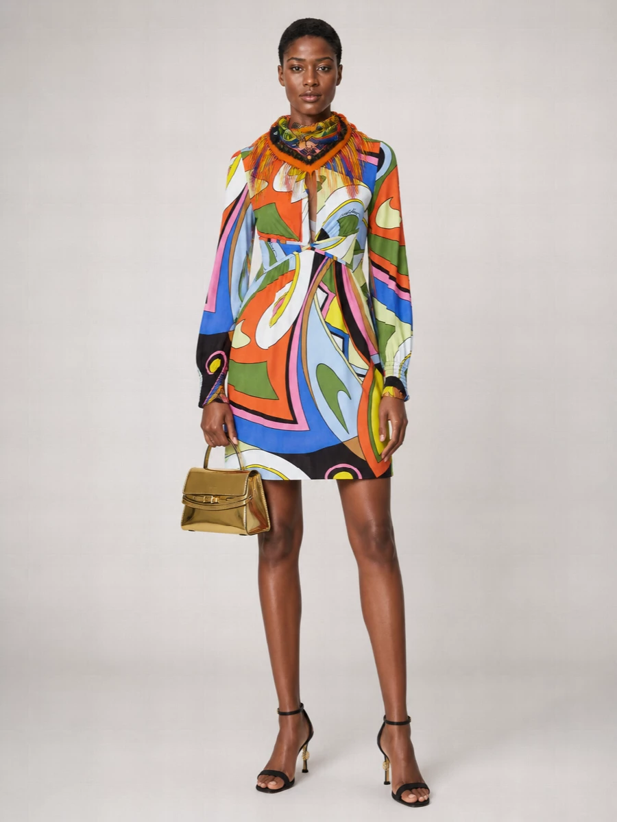 Moschino Multicolor Printed Cutout Mini Dress