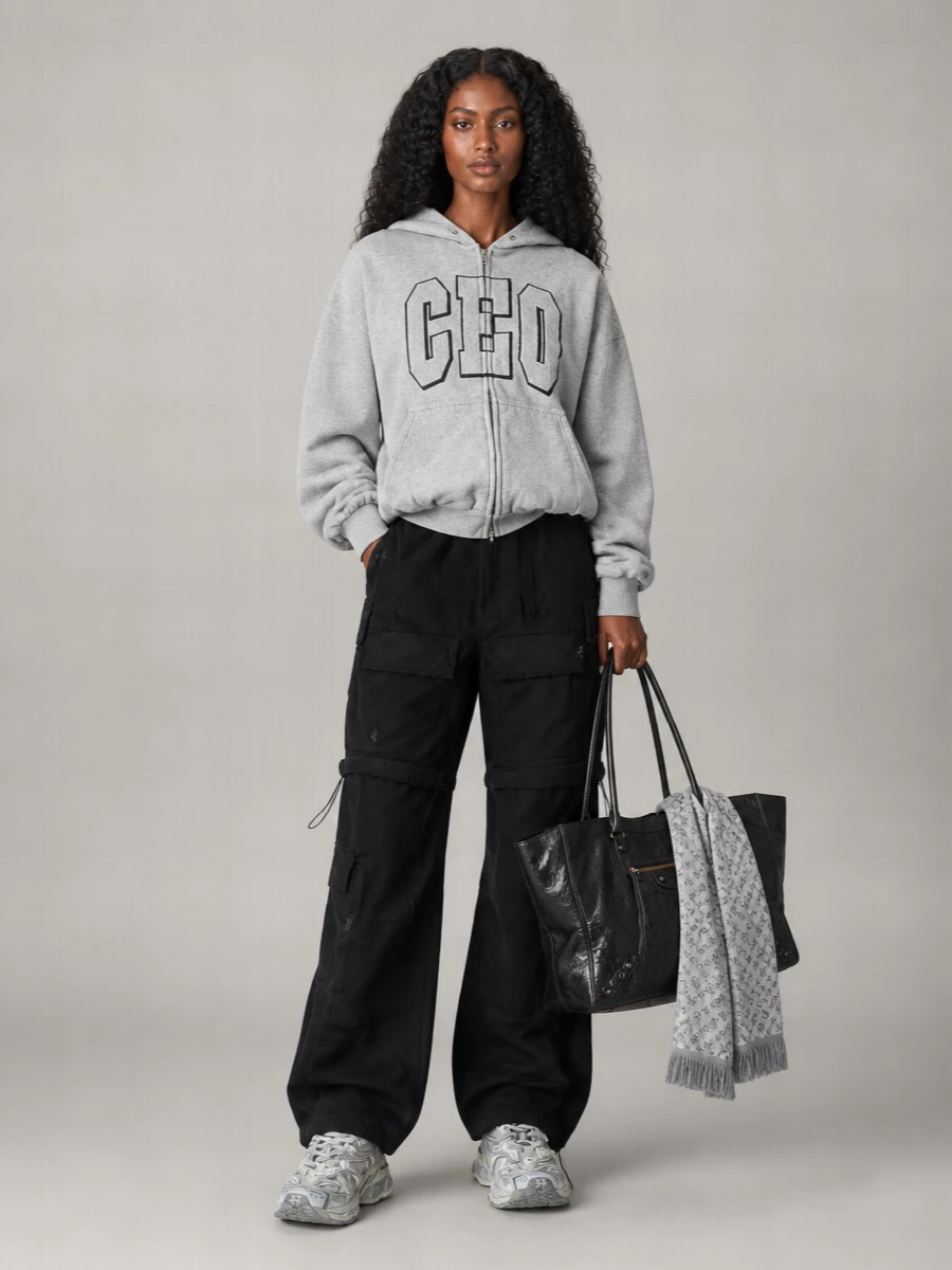 Balenciaga Cotton Oversized Zip-Up Hoodie