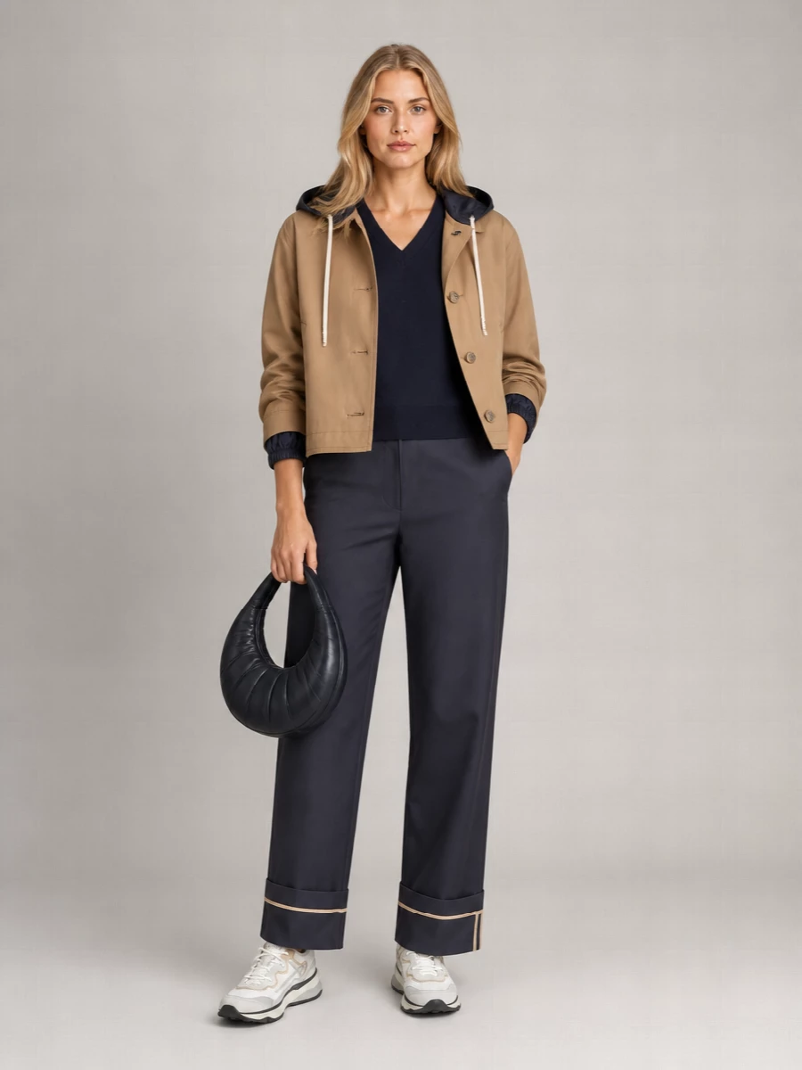 Herno Cotton Reversible Hooded Cropped Jacket