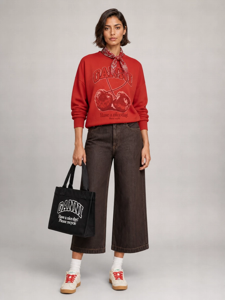 Ganni Cherry Organic Cotton Printed Sweater