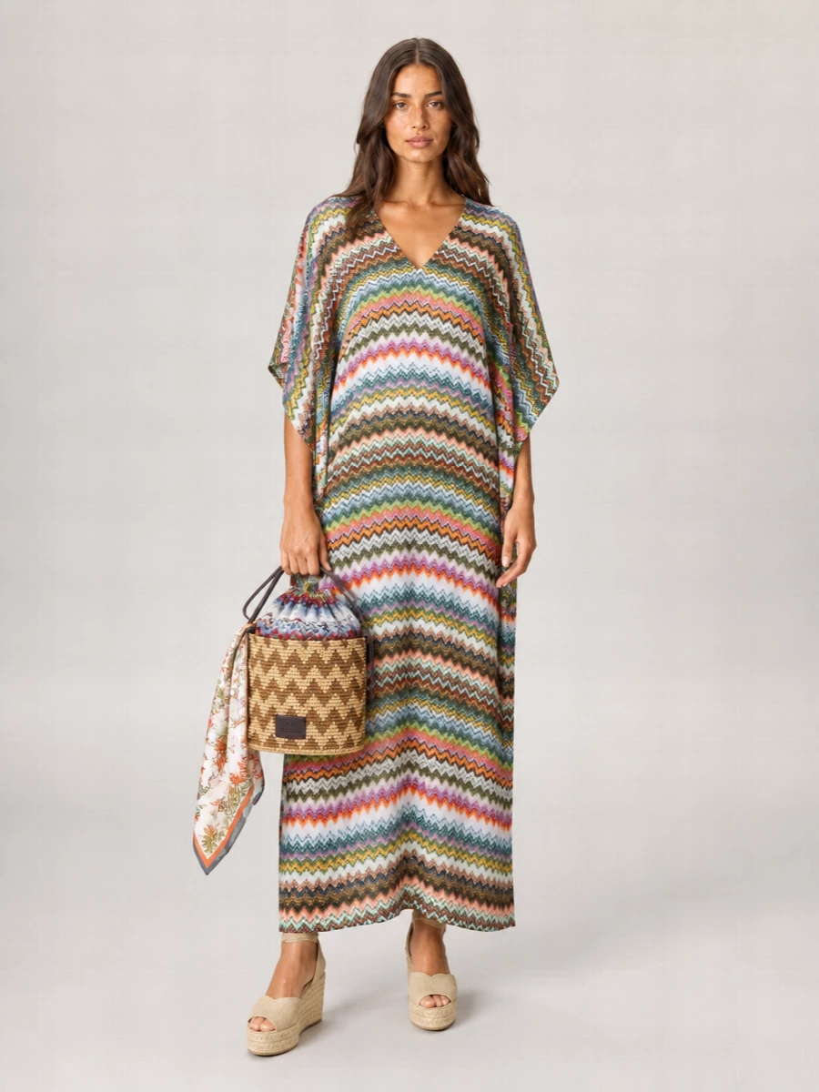 Missoni Long Dress Loose Fit Zigzag V Neckline
