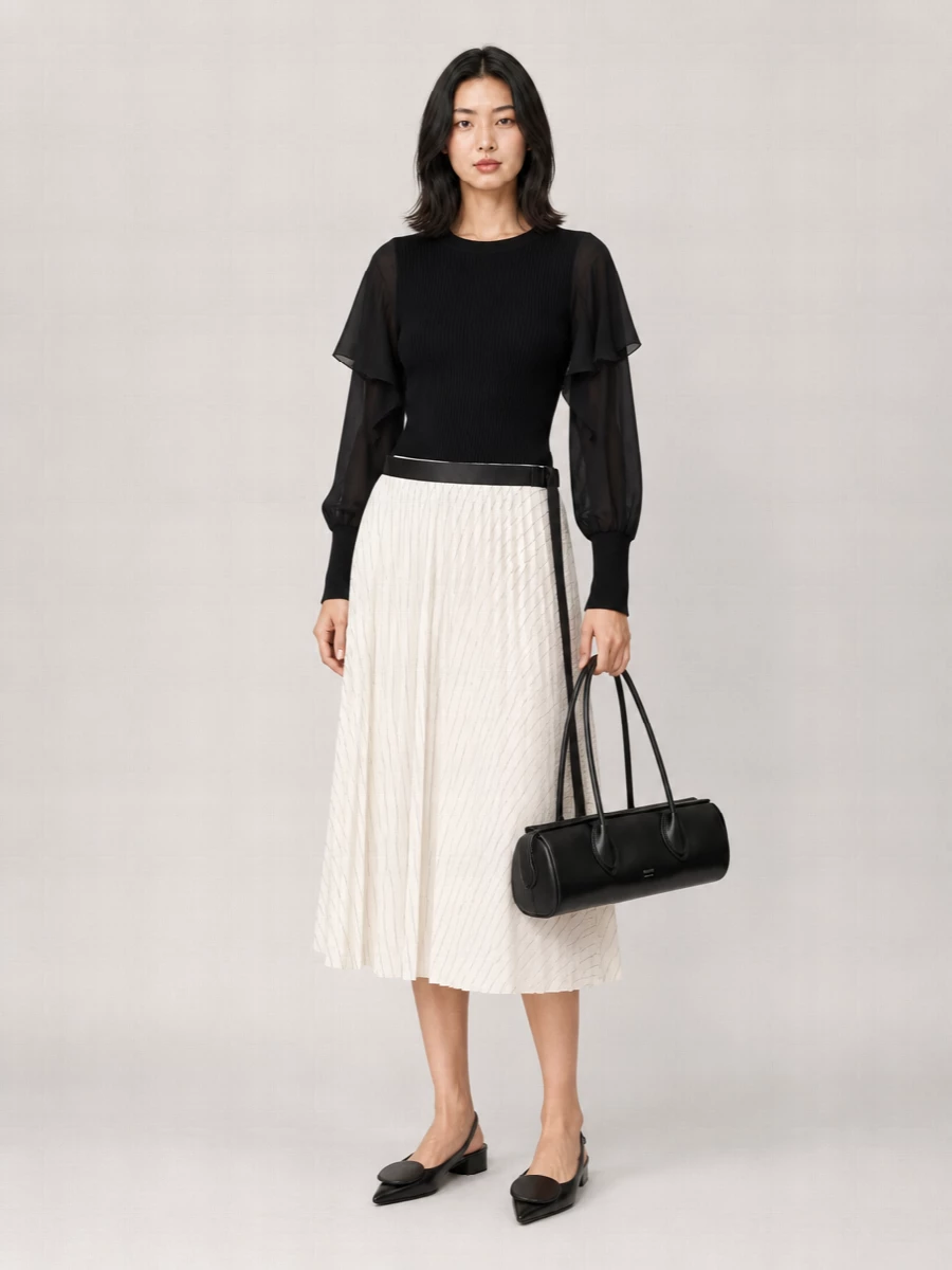 Sacai Ribbed-Knit Cotton Crew-Neck Long-Sleeve Jumper