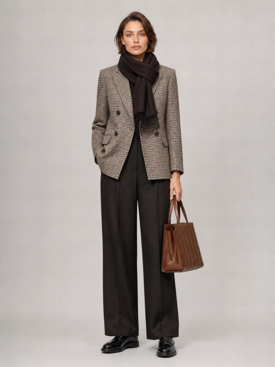 Max Mara Double-Breasted Houndstooth Blazer