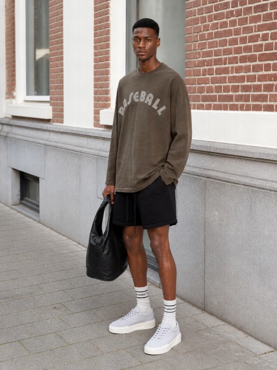 Fear of god baseball crew black shorts sneakers