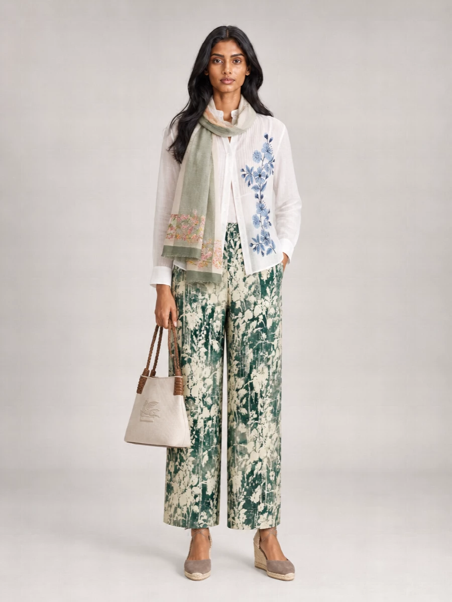 Pt Torino Printed Satin Wide-Leg Trousers