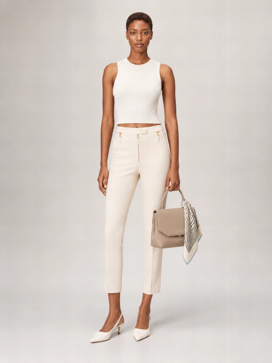 Elisabetta Franchi Ribbed Sleeveless Cropped Knit Top