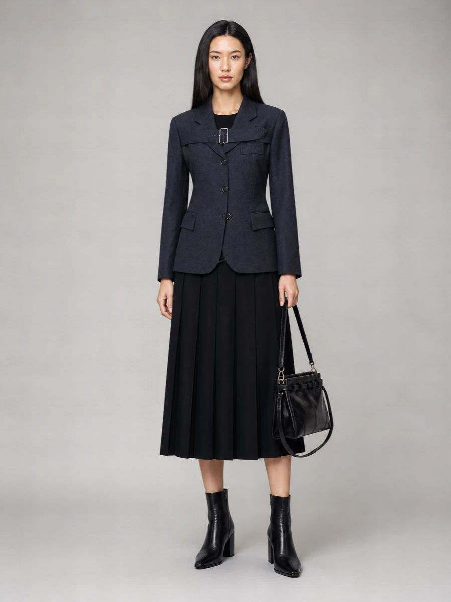 Comme Des Garçons Wool Belted Single Breasted Coat