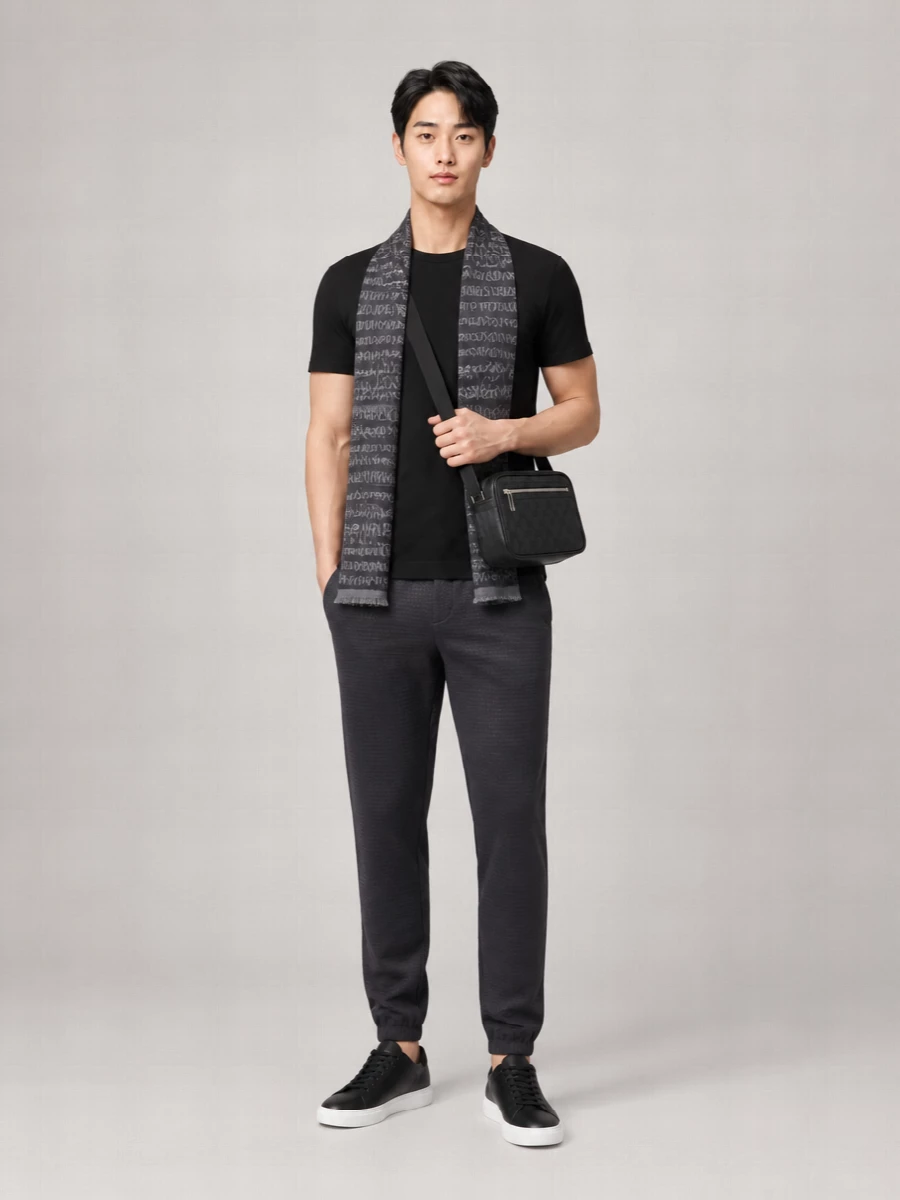 Emporio Armani Chevron-Knit Cotton T-Shirt