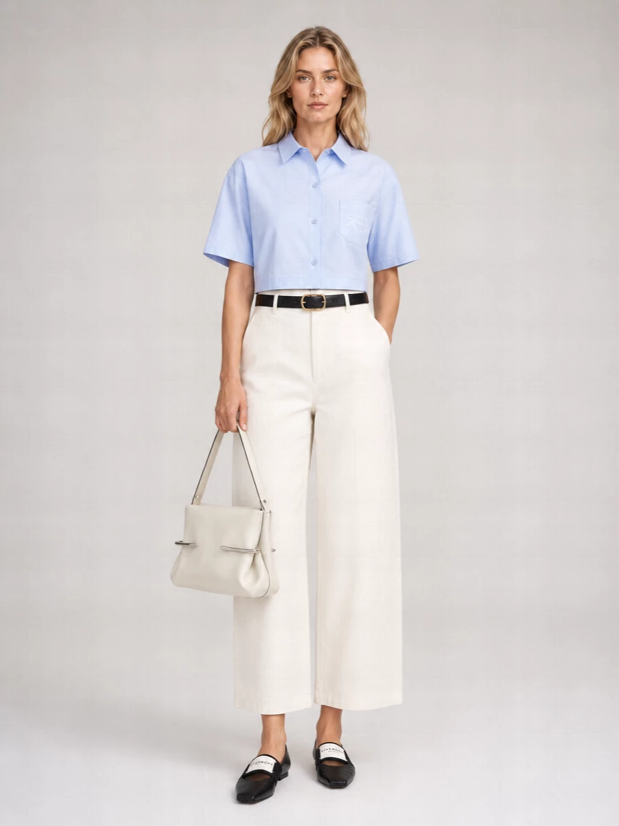 Givenchy Cropped Short Sleeve Cotton Shirt