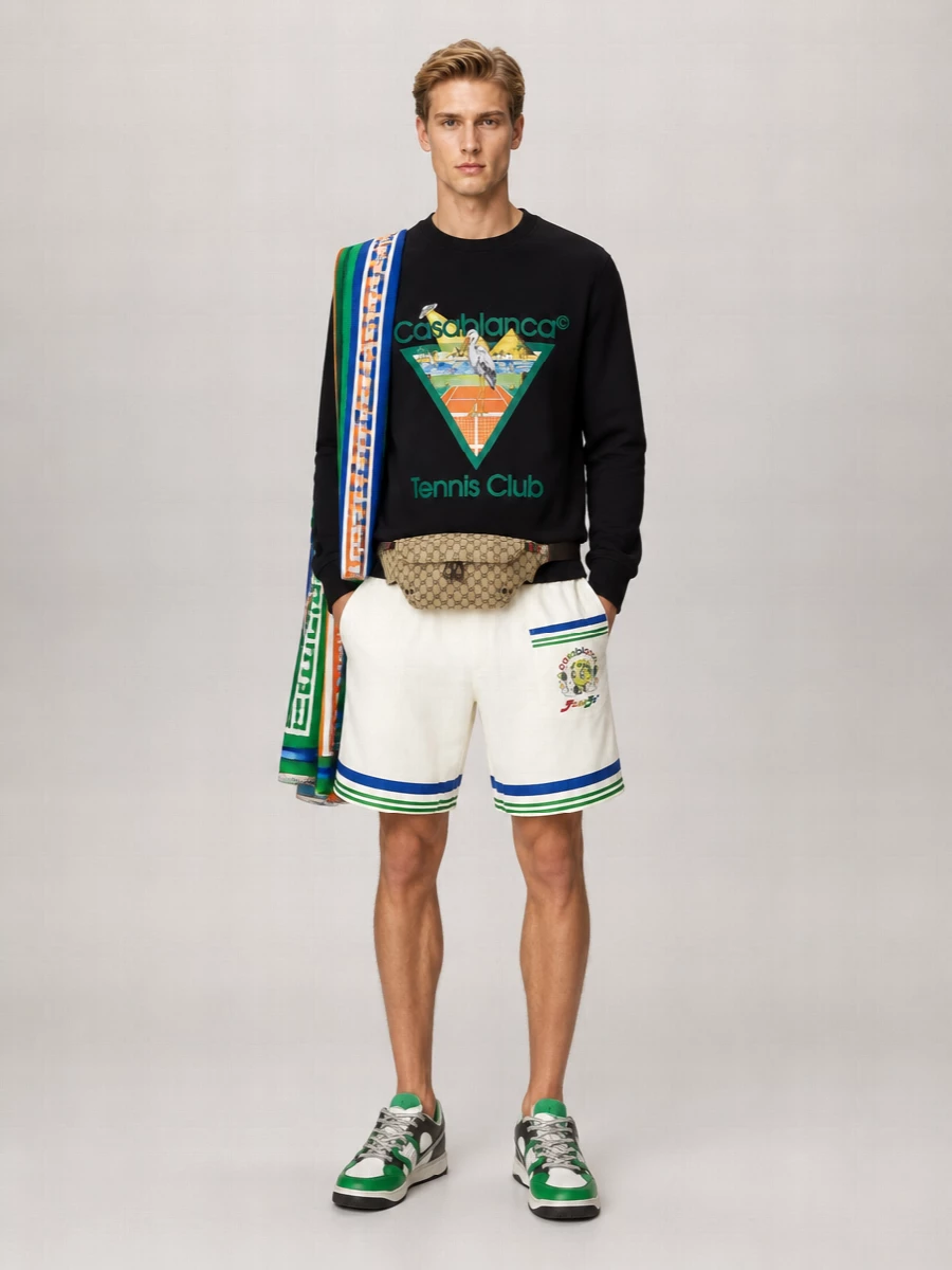 Casablanca Organic Cotton Tennis Club Print Sweatshirt