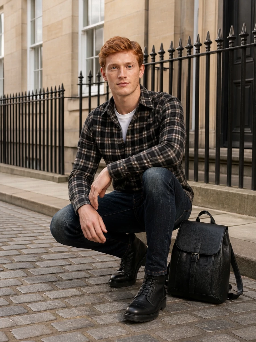 Dsquared2 jeans flannel shirt combat boots